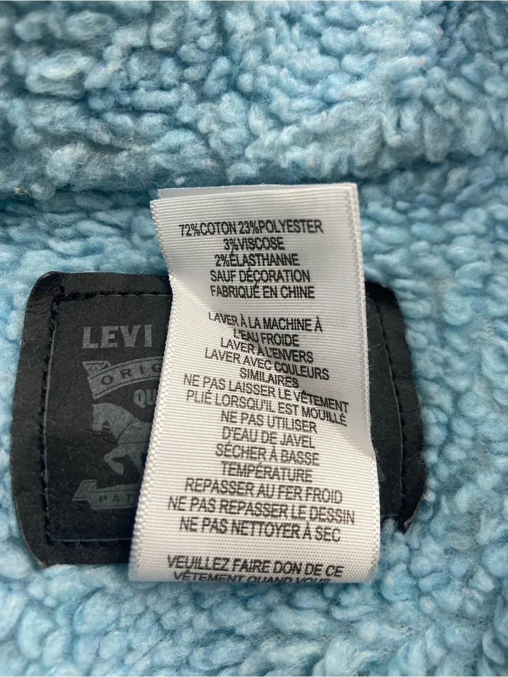 Levi's Kids Faux Sherpa Lined Black‎ Denim Jacket Size small 8-10years old